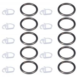 10er-Set Ringe - Titan matt - mit Faltenlegehaken | Gardinenstangen-Zubehör
