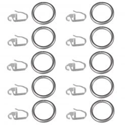 10er-Pack Gardinenringe aus Titan mit Faltenleghaken | Hochwertiges Gardinenstangen-Zubehör