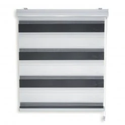 Doppelrollo schwarz-weiß - 60x180 cm - Premium Rollos für Fenster