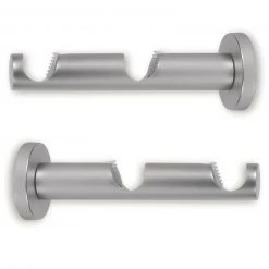 2er-Set Gardinenstangen-Doppelrohrträger - chrom matt | Stabile Vorhanghalterung