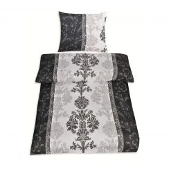 Microfaser-Bettwäsche - schwarz-grau - 135x200 cm