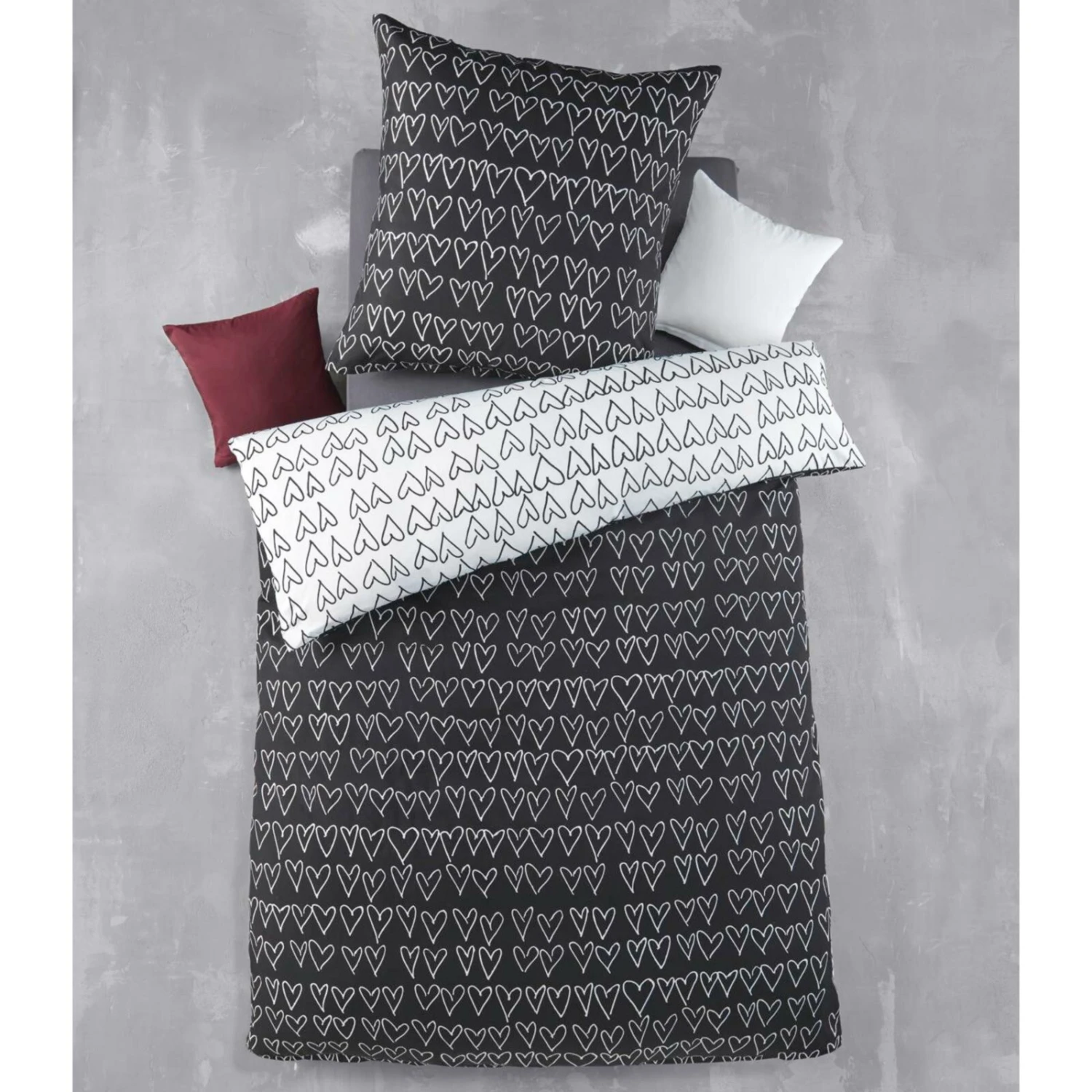 Hearty Microfaser-Bettwäsche Schwarz-Weiß 135x200 cm - Atmungsaktiv & Pflegeleicht 4 Hearty Microfaser-Bettwäsche Schwarz-Weiß 135x200 cm - Atmungsaktiv & Pflegeleicht – Bild 2