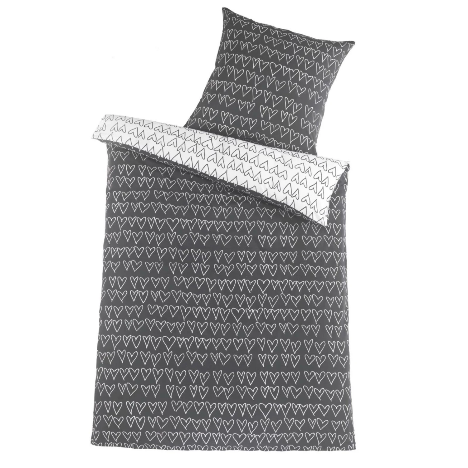 Hearty Microfaser-Bettwäsche Schwarz-Weiß 135x200 cm - Atmungsaktiv & Pflegeleicht 3 Hearty Microfaser-Bettwäsche Schwarz-Weiß 135x200 cm - Atmungsaktiv & Pflegeleicht
