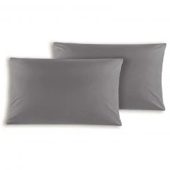 2er-Pack Kissenbezüge - stahlgrau - 40x80 cm