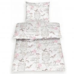 Seersucker-Microfaser-Bettwäsche - Rosa-Weiß - 135x200 cm | Atmungsaktives & Weiches Schlafzubehör