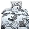 Renforcé-Bettwäsche Weiß-Grau mit Blumenmuster - 135x200 cm - Hochwertige Baumwolle -Heimtextilien Verkäufe 0450004310 1600Wx1600H