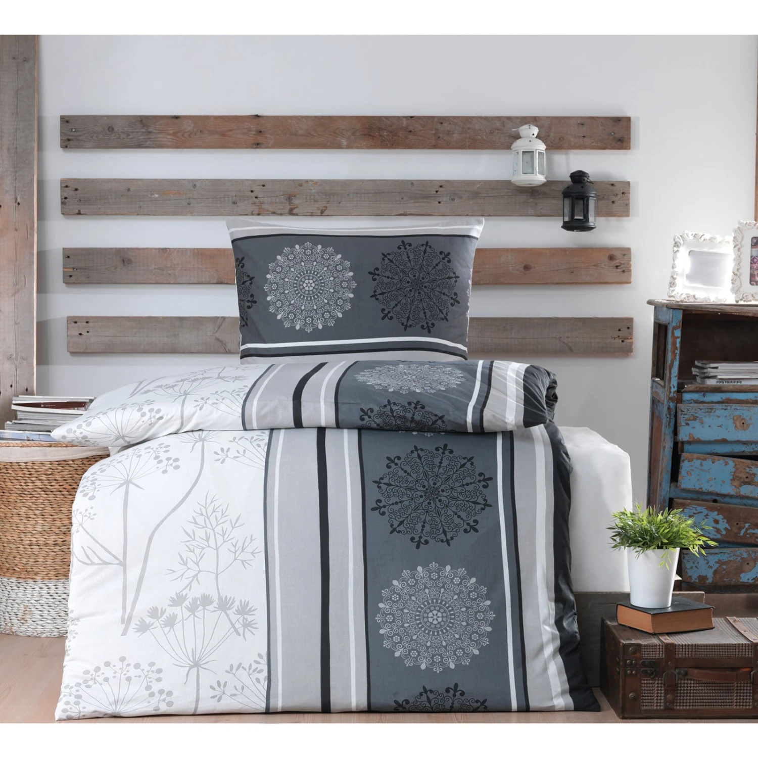 Renforcé-Bettwäsche - grau - 135x200 cm 4 Renforcé-Bettwäsche - grau - 135x200 cm – Bild 2