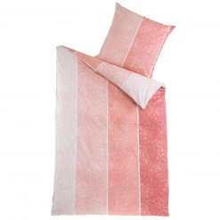 Renforcé-Bettwäsche - rosa - Streifen - 135x200 cm
