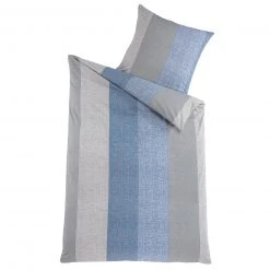 Renforcé-Bettwäsche Set - Blau-Grau Streifen - 135x200 cm - Hochwertige Baumwolle