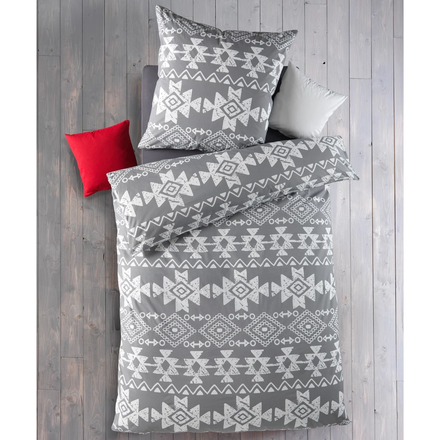 Renforcé-Bettwäsche - grau - 135x200 cm 4 Renforcé-Bettwäsche - grau - 135x200 cm – Bild 2