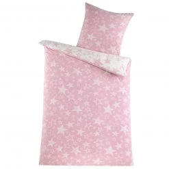 Microfaser-Flausch-Bettwäsche - pink-weiß - 135x200 cm
