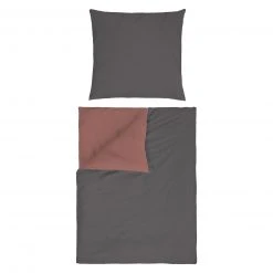 Renforcé-Bettwäsche - anthrazit-altrosa - 135x200 cm