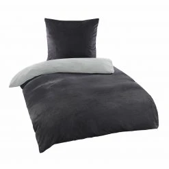 Microfaser-Bettwäsche - anthrazit-silber - Cashmere-Look - 135x200 cm