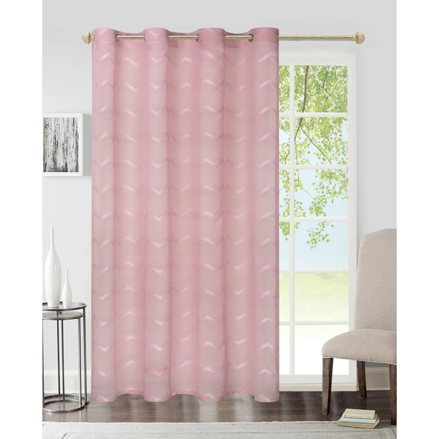 homara Ösenvorhang - rose gemustert - 140x245 cm 4 homara Ösenvorhang - rose gemustert - 140x245 cm – Bild 2