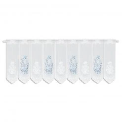 Scheibengardine - weiß-blau - 145x45 cm