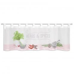 Schlaufengardine Gewürze - Grau-Bunt - 140x45 cm - Scheibengardine für stilvolles Ambiente