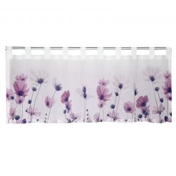 Scheibengardine lila-weiß 140x45 cm - Transparente Gardine für Fensterdekoration