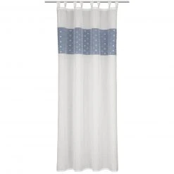 Schlaufenschal weiß-blau - 135x245 cm - Leichter Vorhang für Fensterdekoration