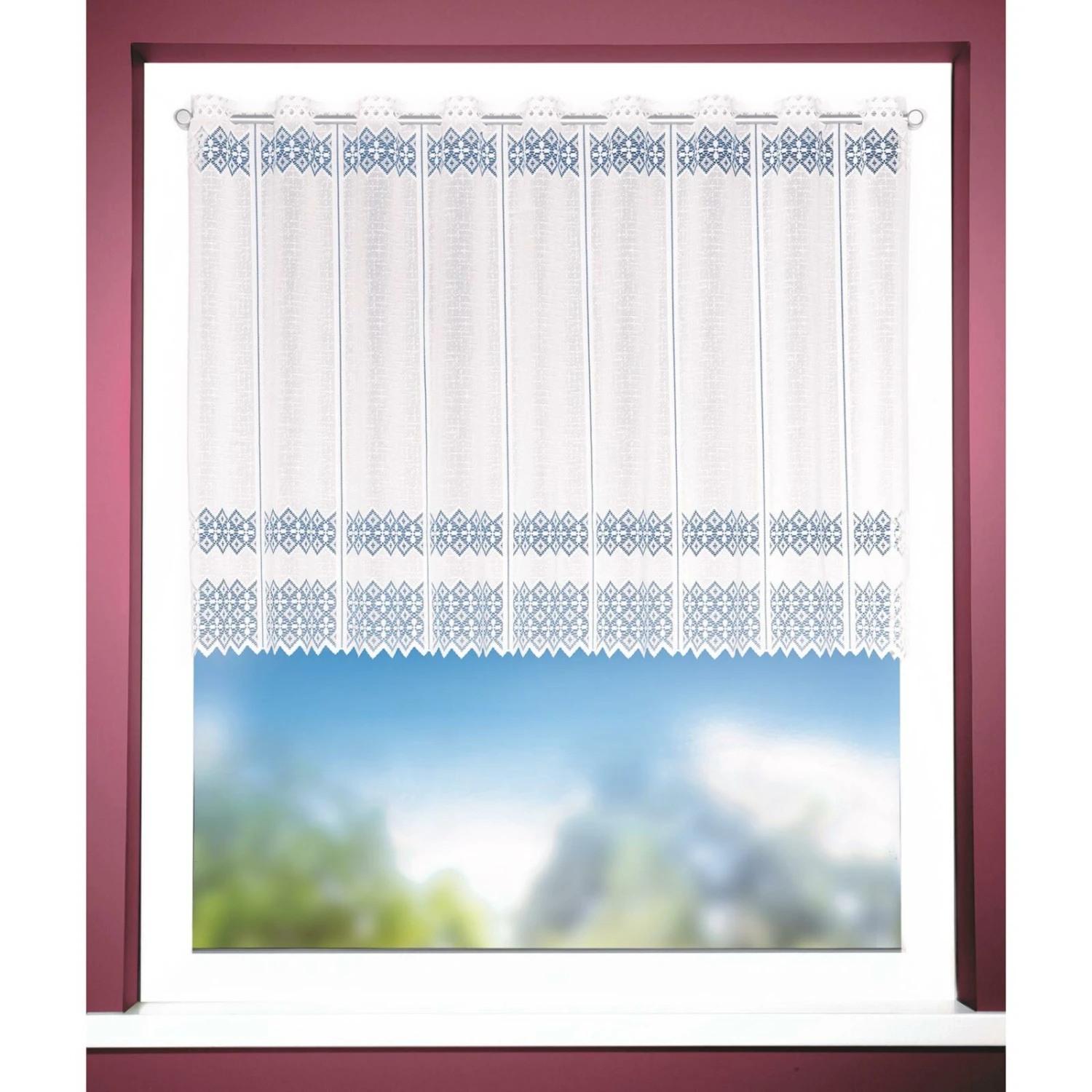 Scheibengardine weiß mit Rautenmuster - 140x75 cm - Elegante Fensterdekoration 4 Scheibengardine weiß mit Rautenmuster - 140x75 cm - Elegante Fensterdekoration – Bild 2