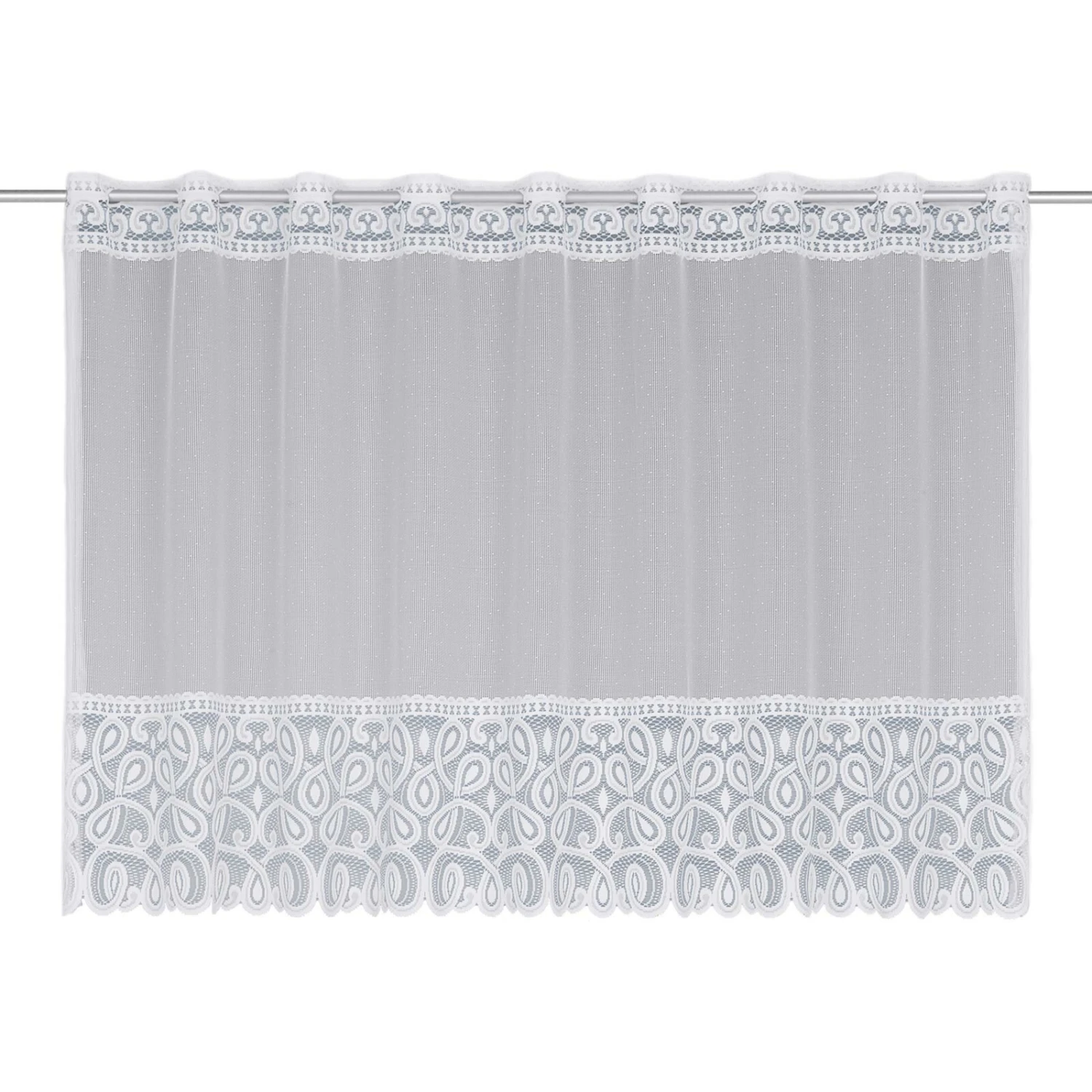 Scheibengardine 'Ornamente' in Weiß, 140x75 cm - Elegant & Lichtdurchlässig 3 Scheibengardine 'Ornamente' in Weiß, 140x75 cm - Elegant & Lichtdurchlässig