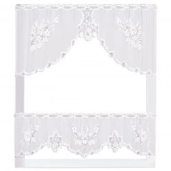 Gardine - Jacquard - C-Bogen-Set - weiß - 140/30+50 cm