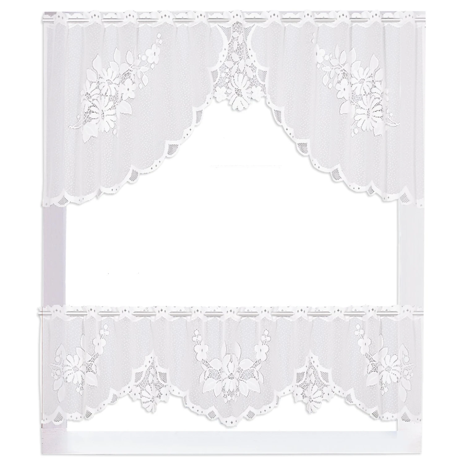 Gardine - Jacquard - C-Bogen-Set - weiß - 140/30+50 cm 3 Gardine - Jacquard - C-Bogen-Set - weiß - 140/30+50 cm