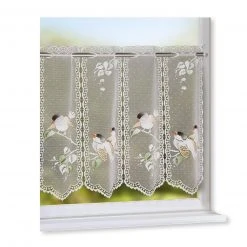 Scheibengardine - Vogel - weiß-bunt - 150x45 cm