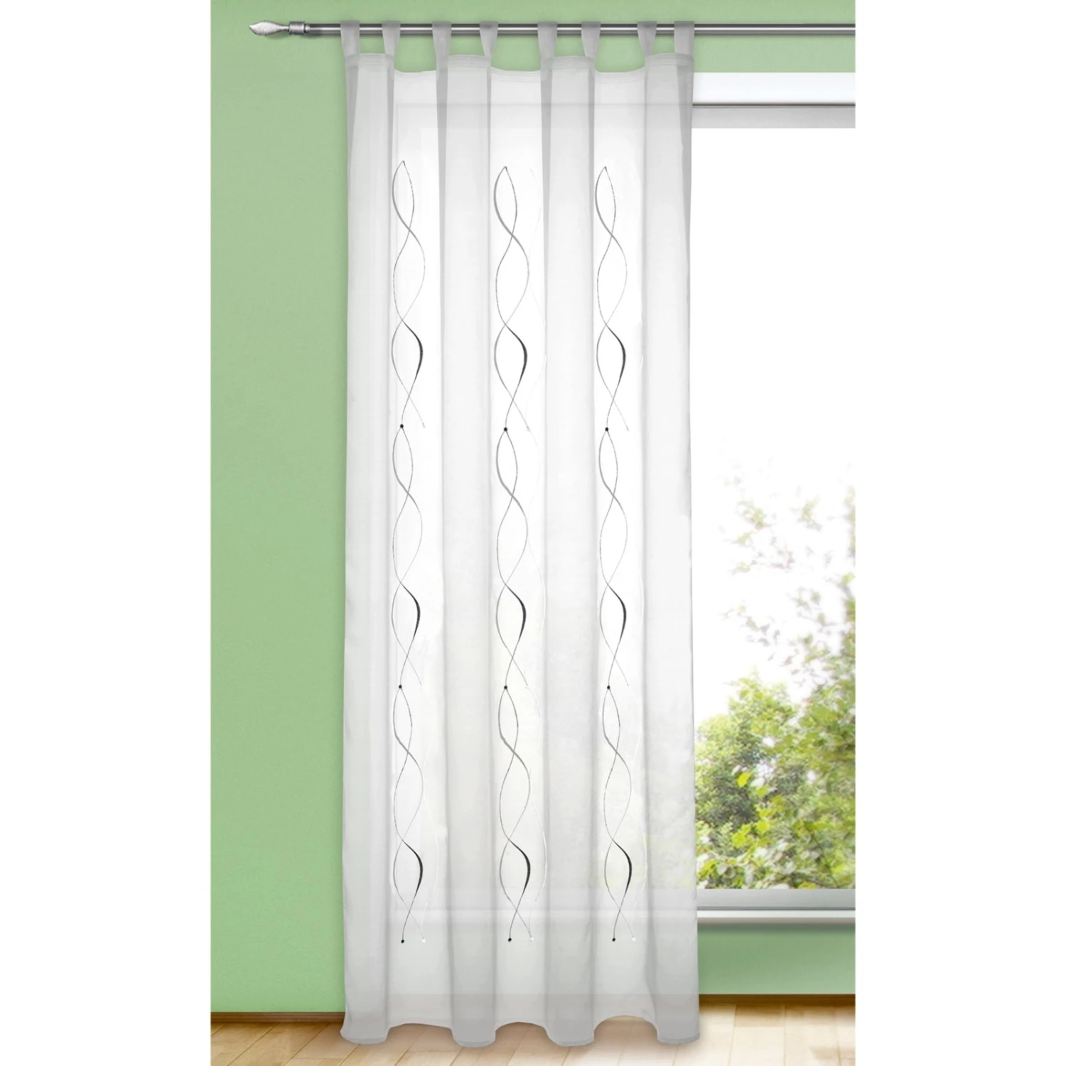 Stick-Schlaufenschal - weiß-anthrazit - 140x245 cm 4 Stick-Schlaufenschal - weiß-anthrazit - 140x245 cm – Bild 2