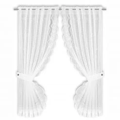 Gardinen Set - weiß - Raffhalter - 90x160 cm