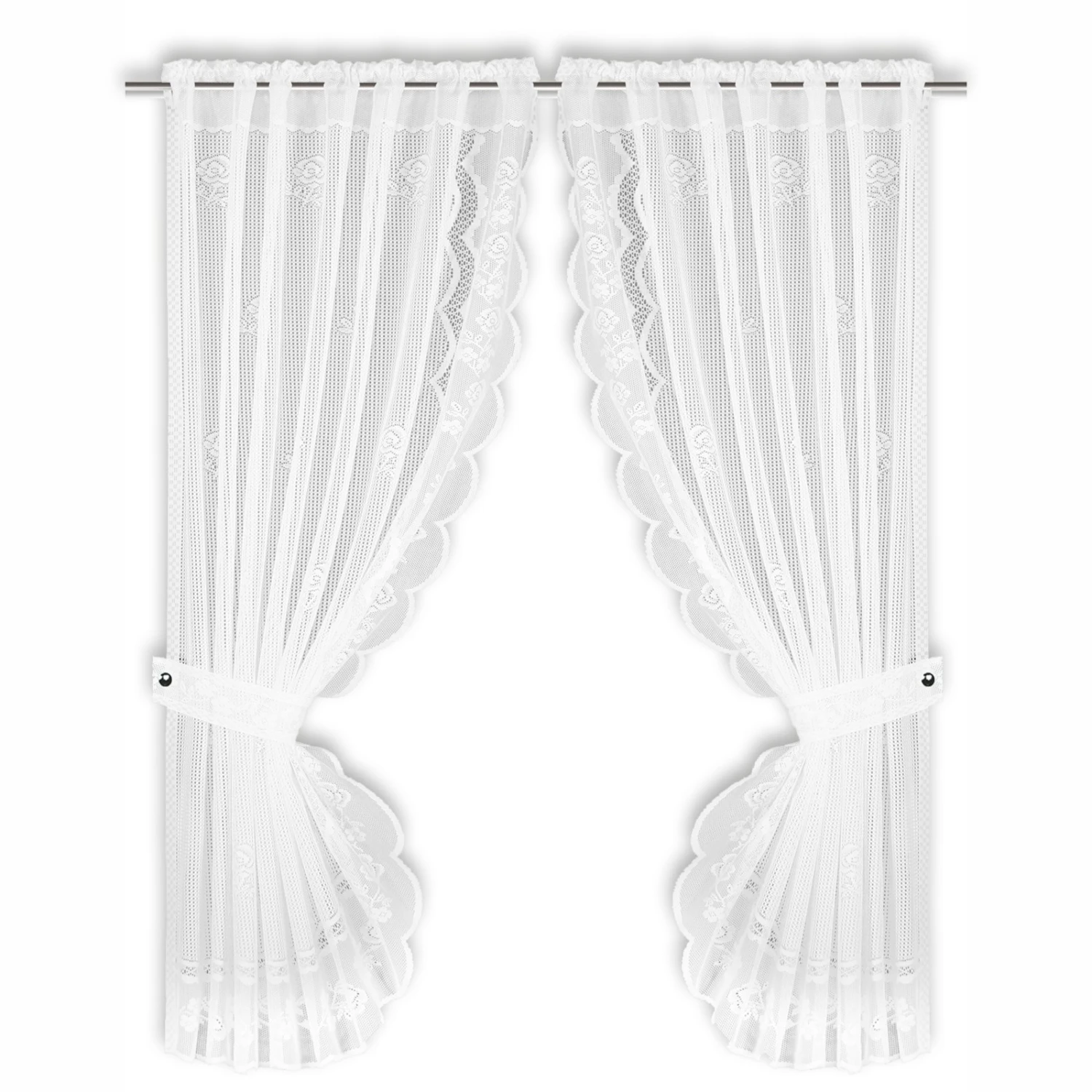 Gardinen Set - weiß - Raffhalter - 90x160 cm 3 Gardinen Set - weiß - Raffhalter - 90x160 cm