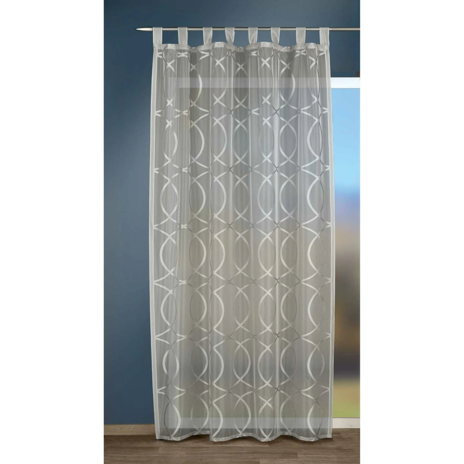 Schlaufenschal Silber 140x245 cm - Transparente Gardine Elegant & Modern 4 Schlaufenschal Silber 140x245 cm - Transparente Gardine Elegant & Modern – Bild 2