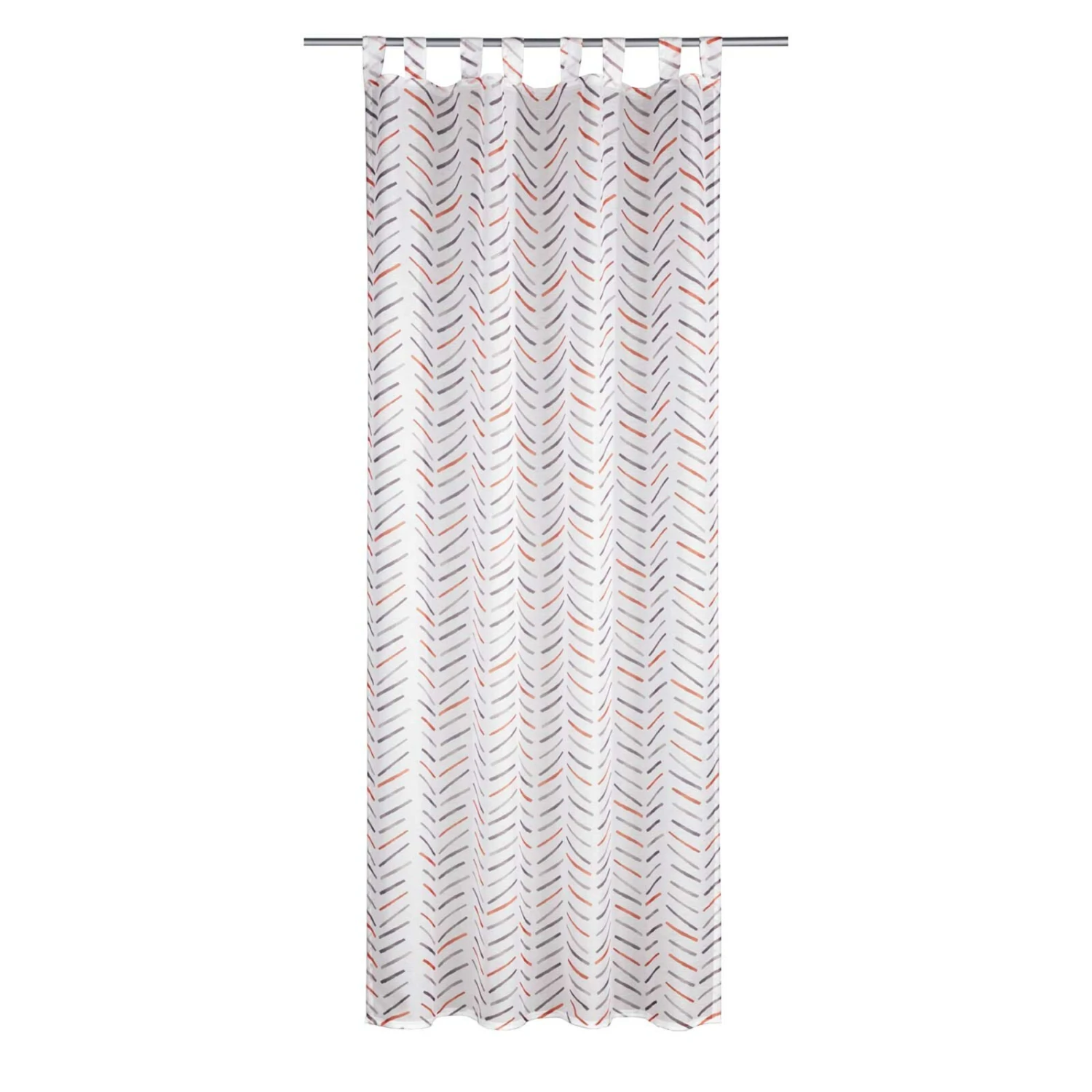 Schlaufenschal weiß-grau-orange 140x245 cm - Transparente Gardine 3 Schlaufenschal weiß-grau-orange 140x245 cm - Transparente Gardine
