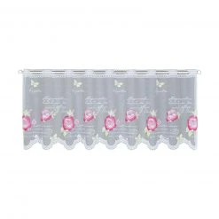 Jacq-Lamellenpanneau Rosen Weiß-Pink-Grün 140x45 cm - Elegante Scheibengardinen