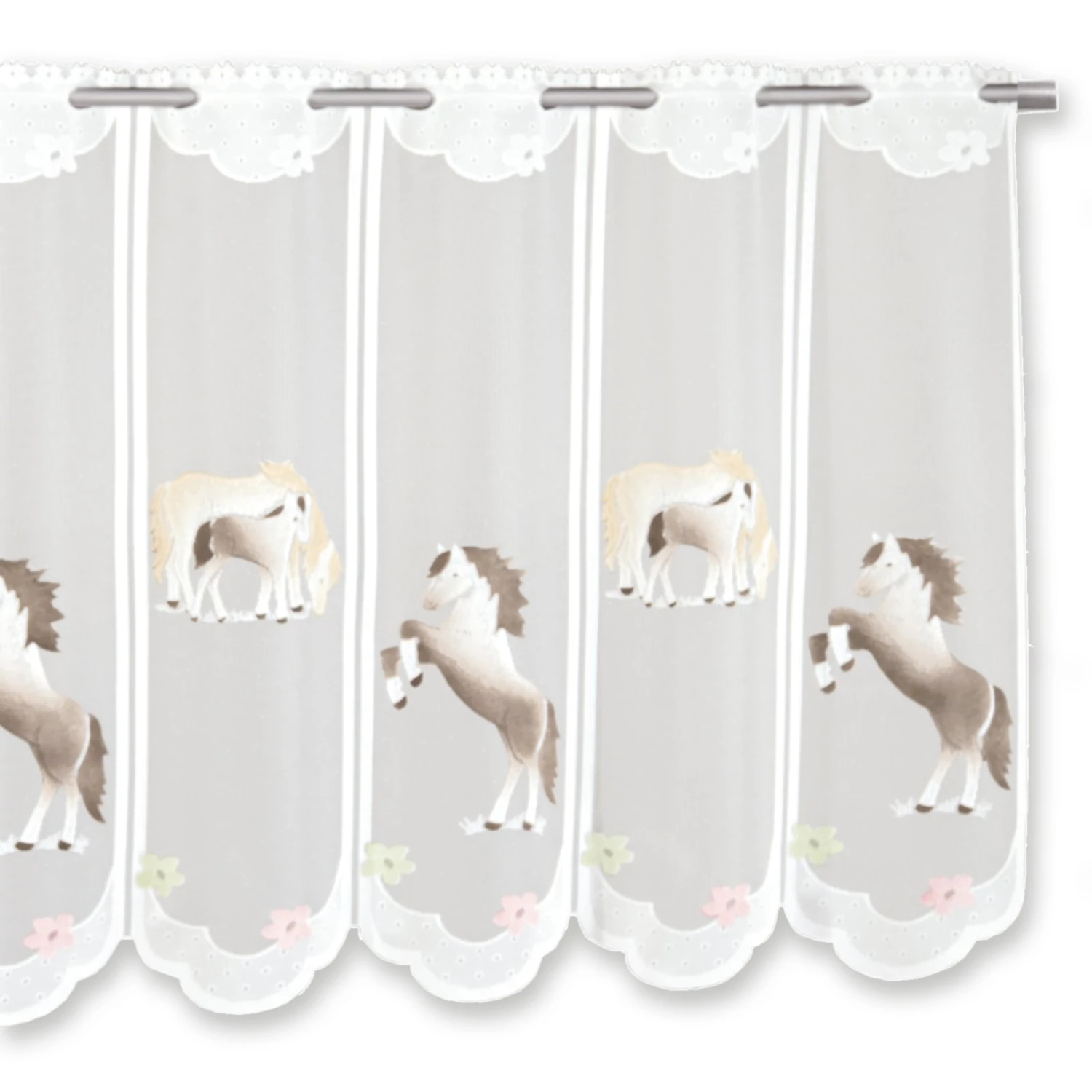 Scheibengardine - Pferde weiß-braun - 150x60 cm 3 Scheibengardine - Pferde weiß-braun - 150x60 cm