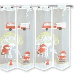 Scheibengardine - Feuerwehr - weiß-rot - 150x60 cm