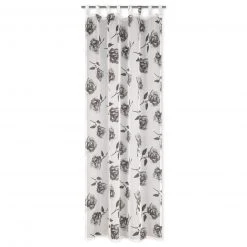 Schlaufenschal Schwarz-Weiß mit Rosenmuster - 135x245 cm, Transparente Gardine