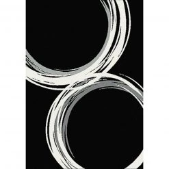 Kurzflorteppich schwarz-weiß-grau 80x150 cm - Moderner Teppich für Wohnzimmer & Schlafzimmer