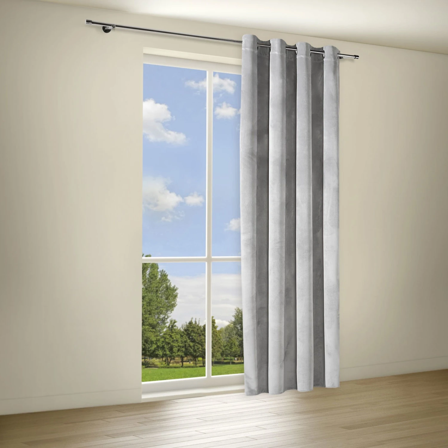 Ösenschal - hellgrau - Samt - 140x235 cm 4 Ösenschal - hellgrau - Samt - 140x235 cm – Bild 2