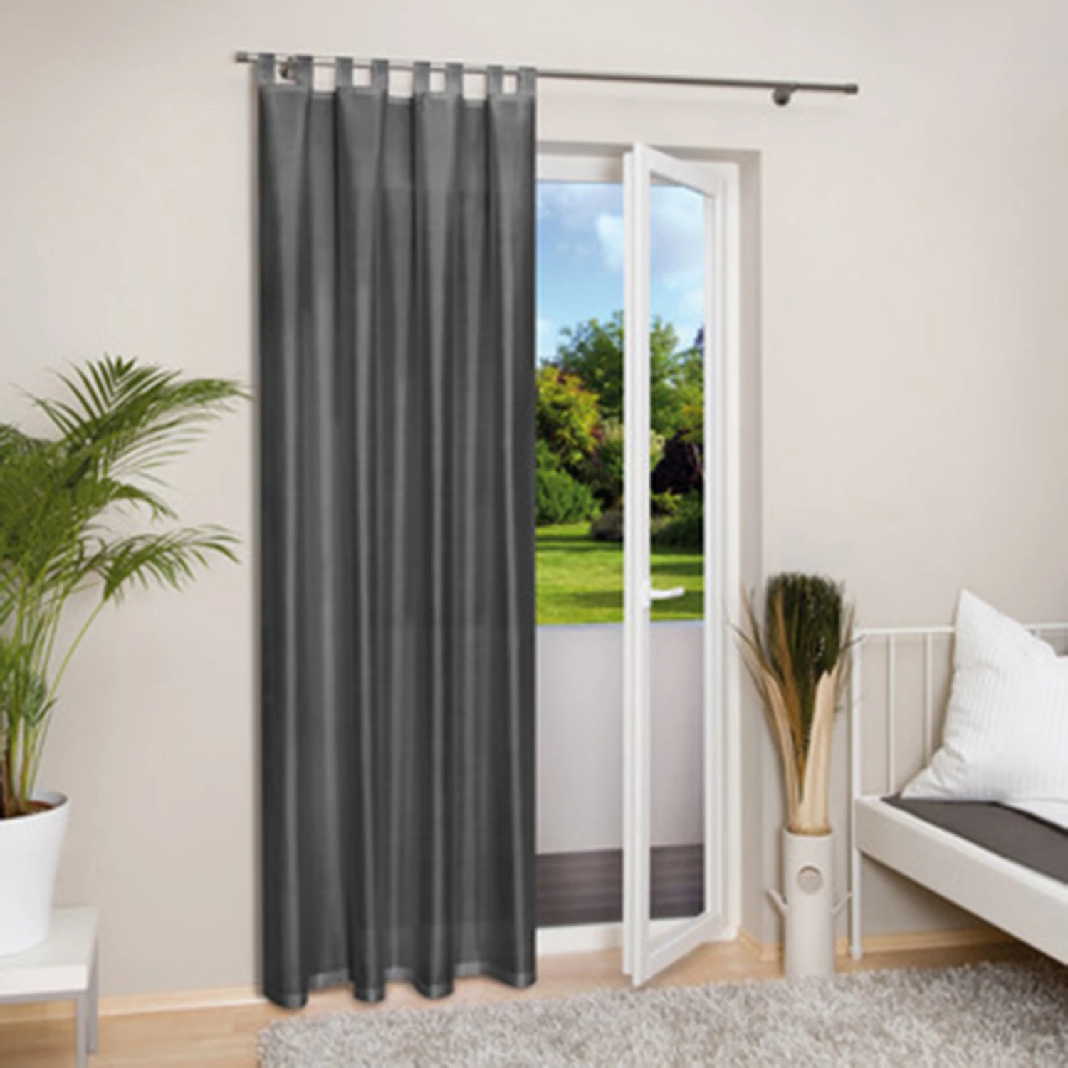 Schlaufenschal - grau - Taft - 140x235 cm 4 Schlaufenschal - grau - Taft - 140x235 cm – Bild 2