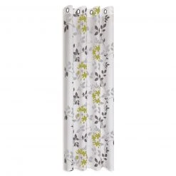 Ösenschal - Blätterranken - grün-weiß - 140x235 cm - Transparente Gardine