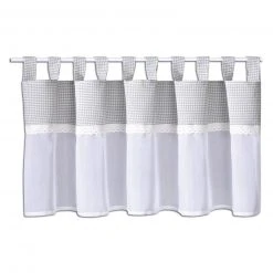 Bistrogardine - Grau-Weiß Kariert - 150x50 cm | Elegante Scheibengardine