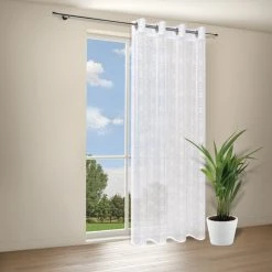Ösenschal - Weiß mit Ornamentkreisen - 140x245 cm - Transparente Gardine -Heimtextilien Verkäufe 2097070600 03 1600Wx1600H