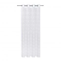 Ösenschal - Weiß mit Ornamentkreisen - 140x245 cm - Transparente Gardine