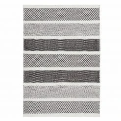 Handgewebter Kurzflorteppich - Naturgrau - 80x150 cm - Hochwertiger Wohnaccessoires