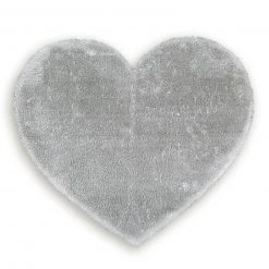 Kunstfell-Teppich grau in Herzform - 70x80 cm - weich & stilvoll