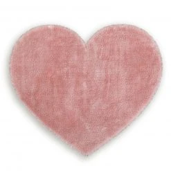 Kunstfell-Teppich - rosa - Herz - 70x80 cm