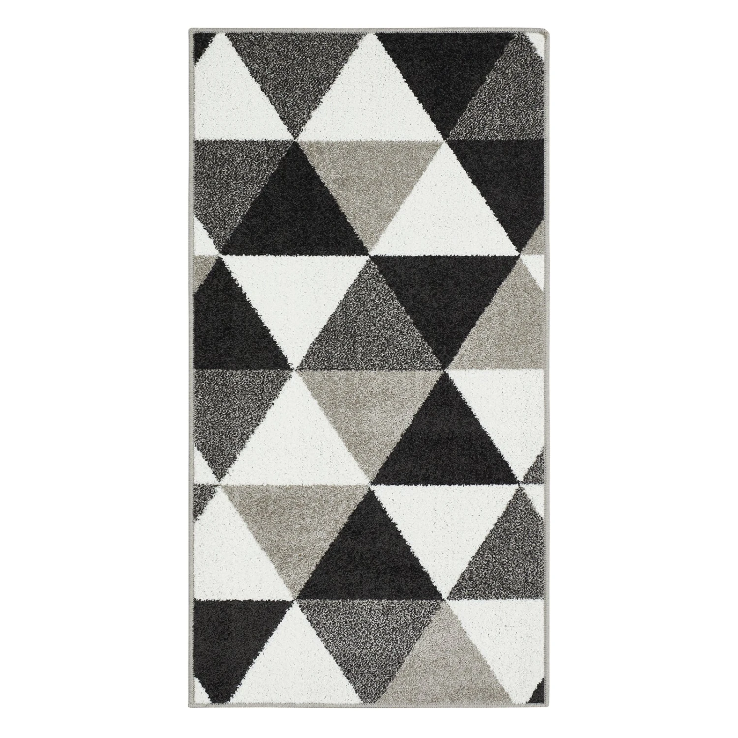 Grau-beiger Teppich mit Dreiecksmuster - 80x150 cm | Gemusterte Teppiche 3 Grau-beiger Teppich mit Dreiecksmuster - 80x150 cm | Gemusterte Teppiche