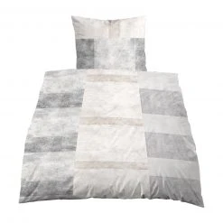 Biber-Bettwäsche Grau-Natur - 135x200 cm - Hochwertige Baumwoll-Bettwäsche