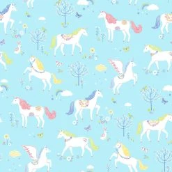 Stoff - türkis - Einhörner - 160 cm breit