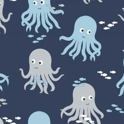 Marineblauer Tintenfisch-Stoff - 140 cm breit | Hochwertige Stoffe & Meterware